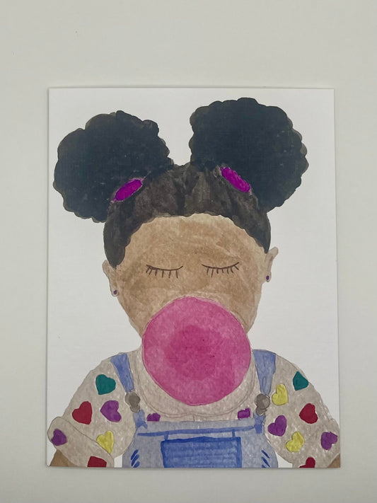 Bubble Gum Girl Notecard